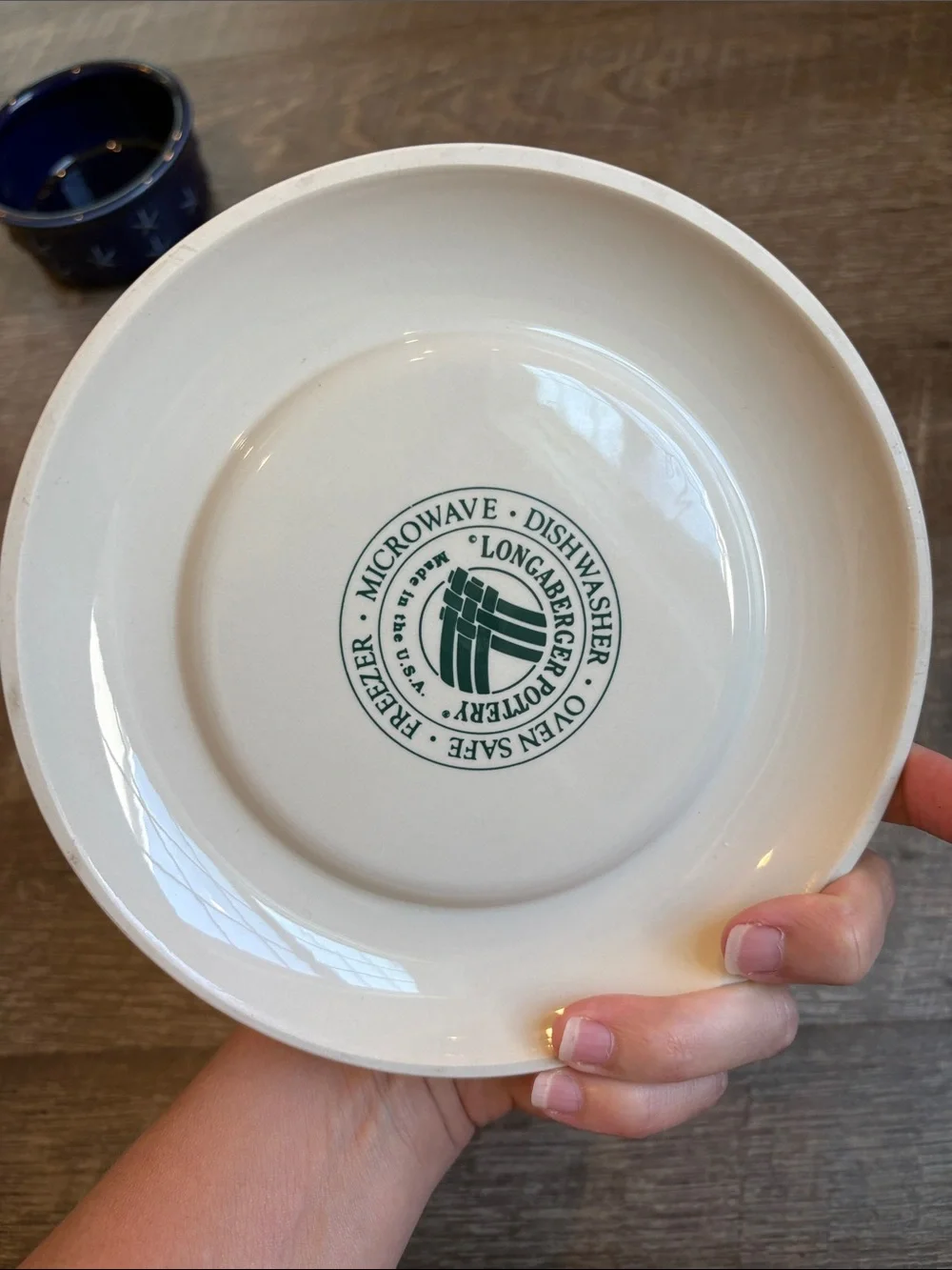 Longaberger Pottery Paprika Lunch Plate Ivory Trivet Blue Star Bowl